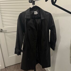 Princess Polly Black Leather Trench Coat